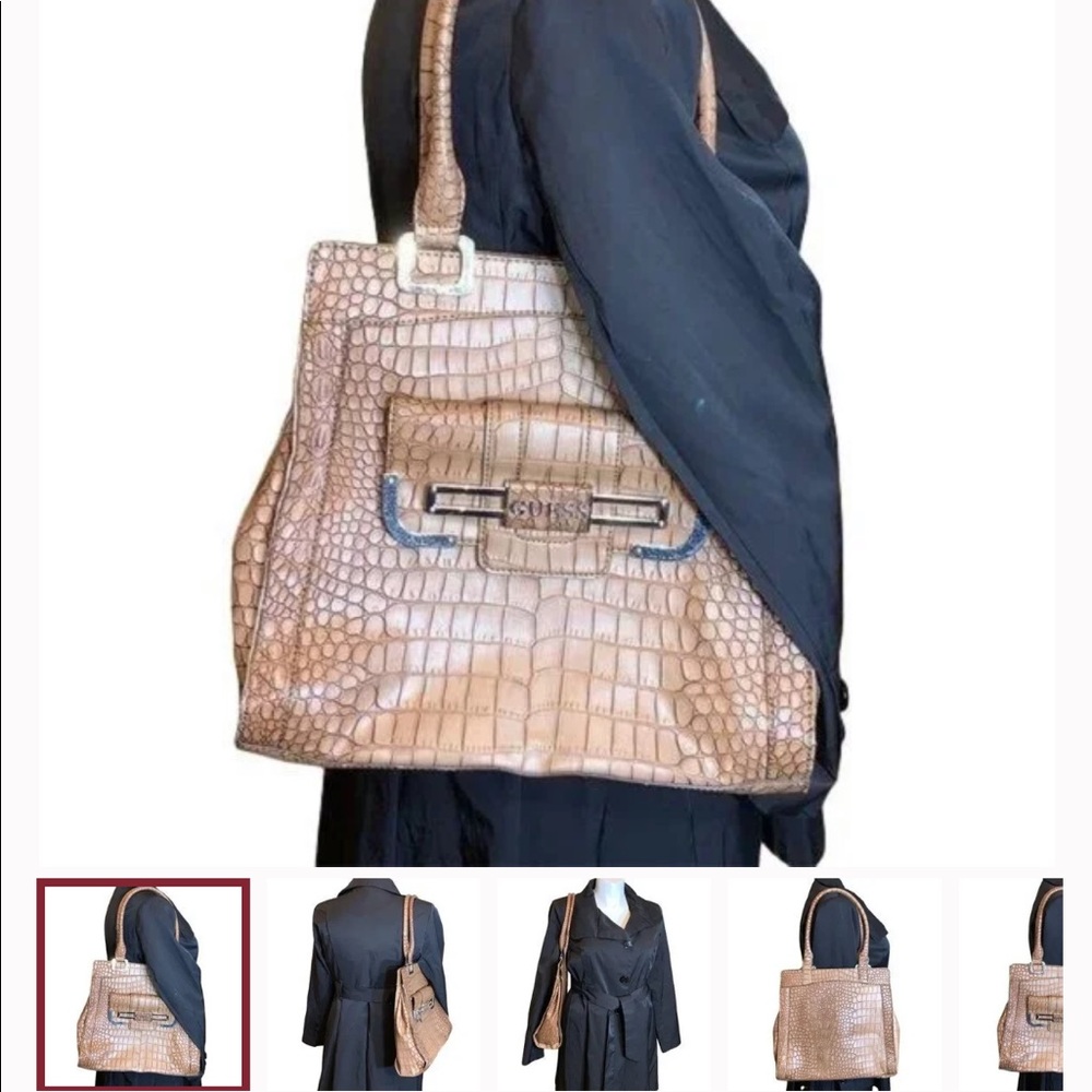 Guess crocodile brown XL shoulder bag